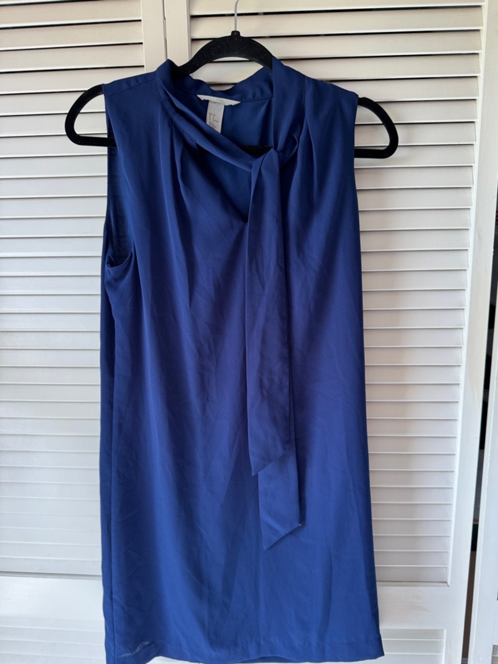 H&M Sleeveless Tie-Neck Mini Dress in Navy Blue